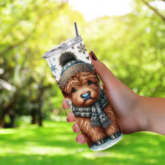 20 oz Tumbler "Christmas Highland Cow"