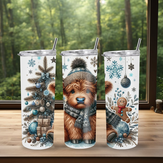 20 oz Tumbler "Christmas Highland Cow"