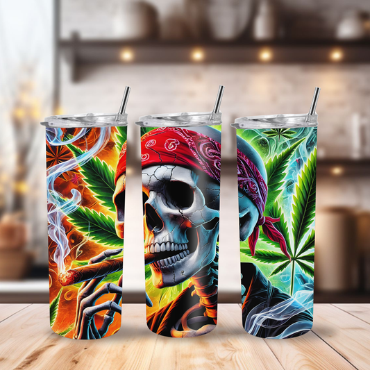 20 oz Tumbler "Skeleton Smoking"