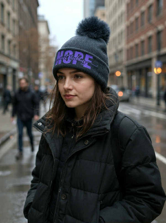 Nope Not Today Black Beanie with Fuzzy Ball